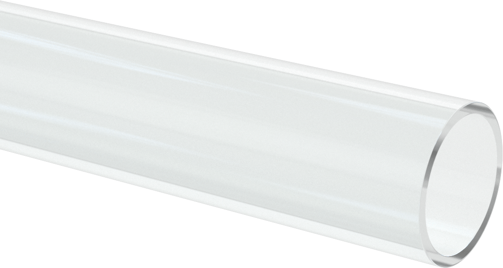 Şeffaf Çizilmeye ve UV Işınlarına Dayanıklı Akrilik Yuvarlak Boru, 1/8" Duvar Kalınlığı, 1-3/4" OD, 1-1/2" ID, 6 Fit Uzunluk
