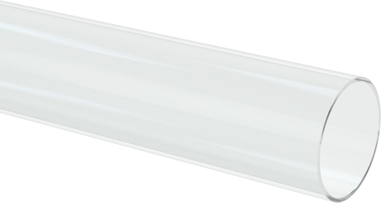 Şeffaf Çizilmeye ve UV Işınlarına Dayanıklı Akrilik Yuvarlak Boru, 1/8" Duvar Kalınlığı, 3-1/2" OD, 3-1/4" ID, 6 Fit Uzunluk