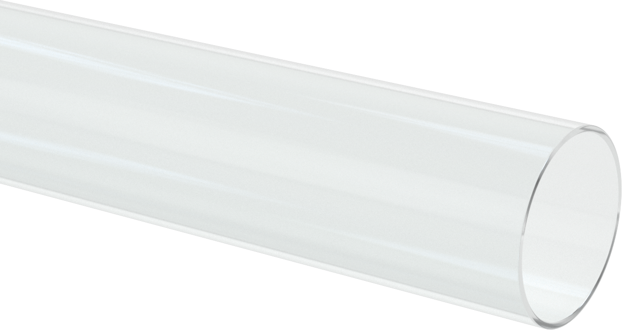 Şeffaf Çizilmeye ve UV Işınlarına Dayanıklı Akrilik Yuvarlak Boru, 1/8" Duvar Kalınlığı, 3-3/4" OD, 3-1/2" ID, 6 Fit Uzunluk