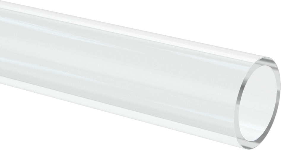 Şeffaf Çizilmeye ve UV Işınlarına Dayanıklı Akrilik Yuvarlak Boru, 1/8" Duvar Kalınlığı, 1-3/8" OD, 1-1/8" ID, 6 Fit Uzunluk