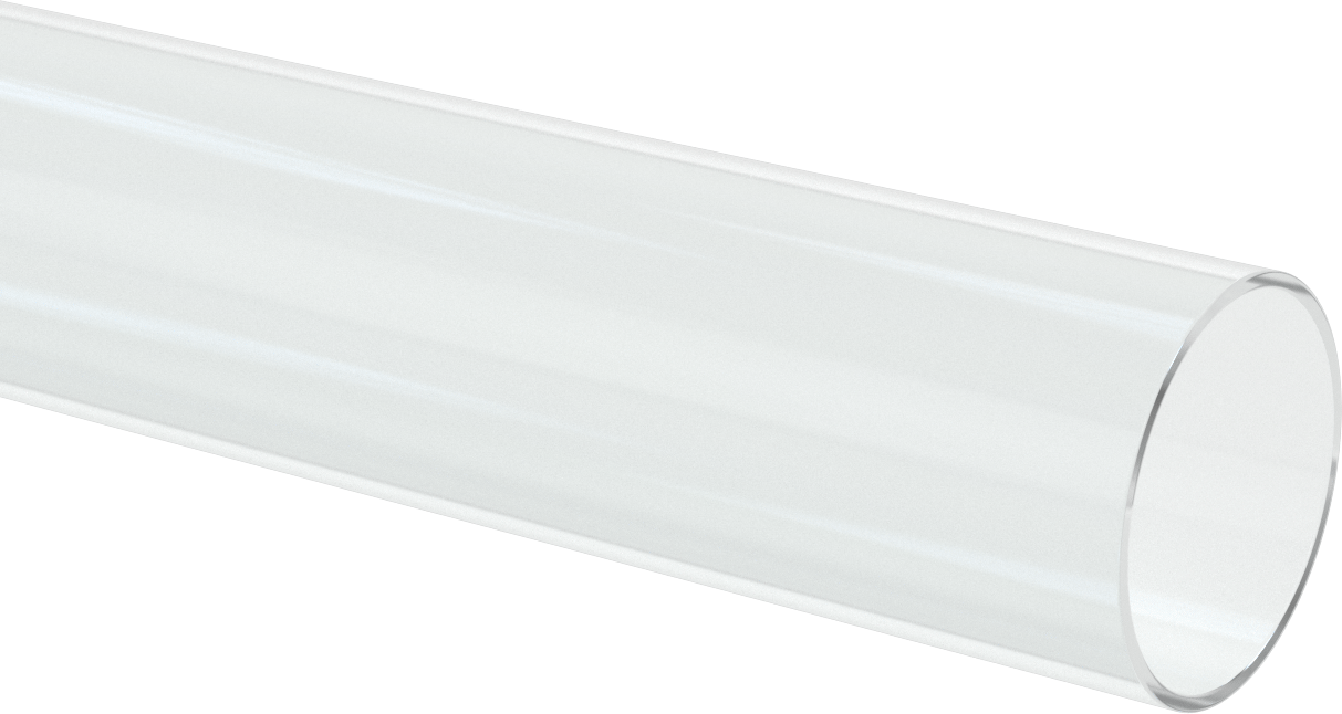 Şeffaf Çizilmeye ve UV Işınlarına Dayanıklı Akrilik Yuvarlak Boru, 1/8" Duvar Kalınlığı, 3-1/4" OD, 3" ID, 6 Fit Uzunluk