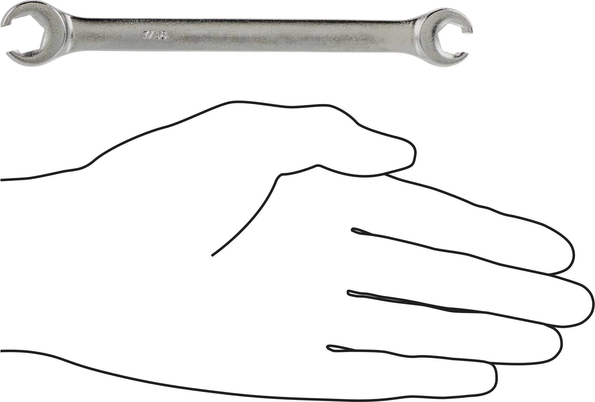 Secure-Grip Açık Uçlu Anahtar, Altıgen Açıklıklı, 3/8“ x 7/16” Boyut, 5-13/16" Toplam Uzunluk