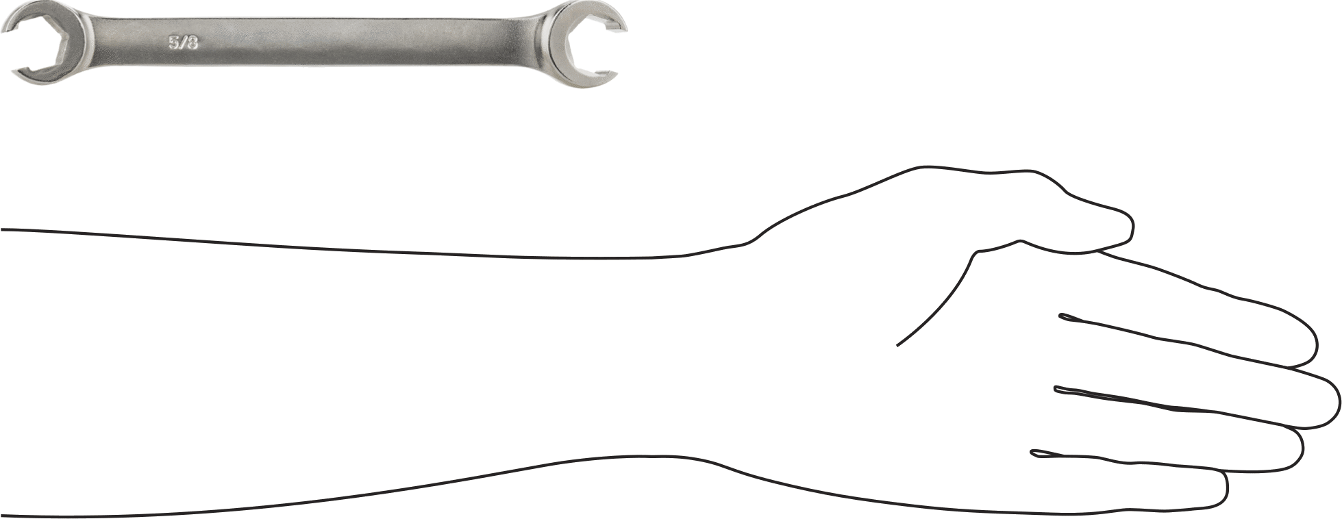 Secure-Grip Açık Uçlu Anahtar, Altıgen Açıklıklı, 5/8“ x 11/16” Boyut, 7-3/4" Toplam Uzunluk