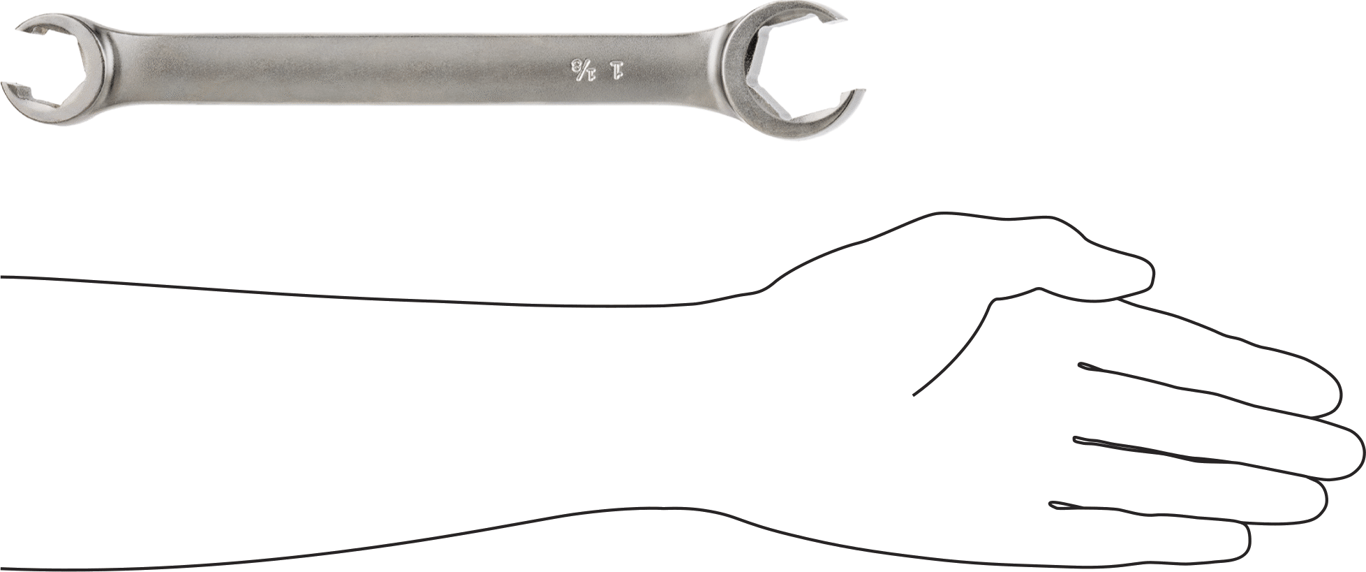 Secure-Grip Açık Uçlu Anahtar, Altıgen Açıklıklı, 7/8“ x 1-1/8” Boyut, 10-1/2" Toplam Uzunluk