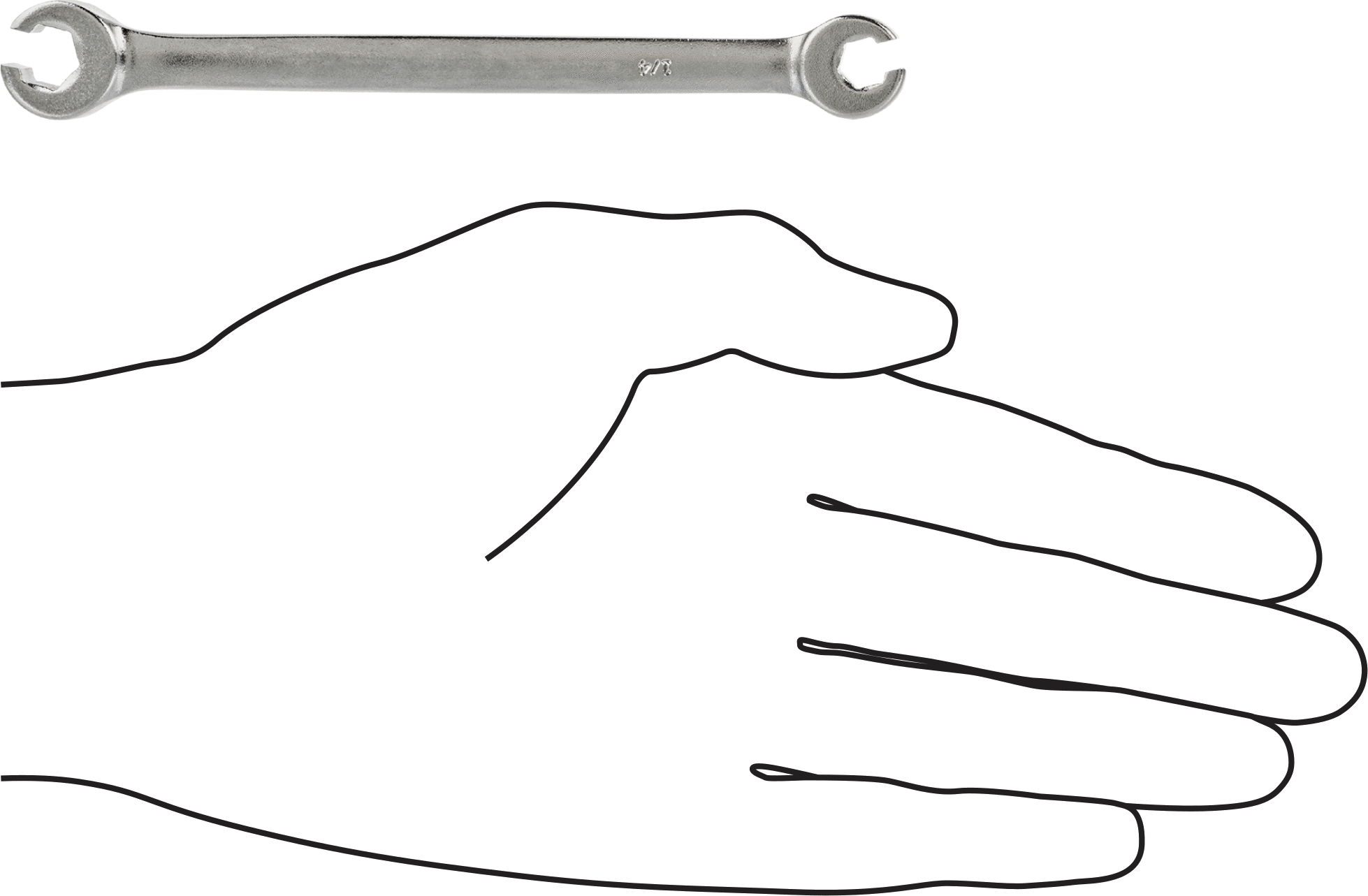 Secure-Grip Açık Uçlu Anahtar, Altıgen Açıklıklı, 1/4“ x 5/16” Boyut, 4-7/8" Toplam Uzunluk