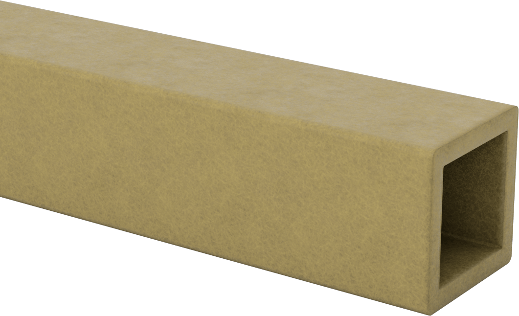 Yapısal FRP Fiberglas Kare Boru, 5 Fit Uzunluk, 2“ Genişlik x 2” Dış Yükseklik, 1/4" Duvar Kalınlığı