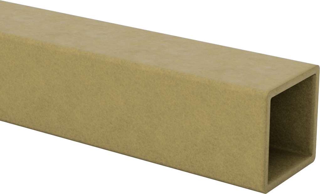 Yapısal FRP Fiberglas Kare Boru, 10 Fit Uzunluk, 1-3/4“ Dış Genişlik x 1-3/4” Dış Yükseklik