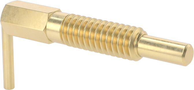 Pirinç L Saplı Geri Çekilebilir Yaylı Piston, 1/4"-20 Diş, 0,725" Uzunlukta Diş