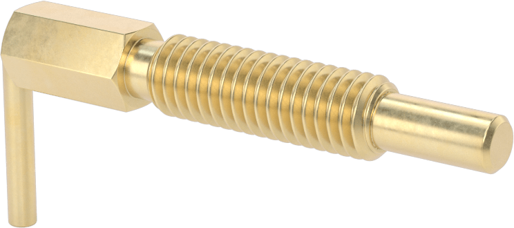 Pirinç L Saplı Geri Çekilebilir Yaylı Piston, 3/8"-16 Diş, 1,31 inç Uzunlukta Diş