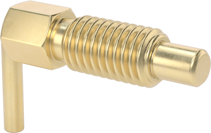 Pirinç L Saplı Geri Çekilebilir Yaylı Piston, 1/2"-13 Diş, 1" Uzunluk Diş