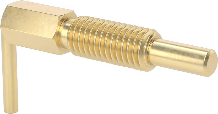 Pirinç L Saplı Geri Çekilebilir Yaylı Piston, 1/2"-13 Diş, 1,25 inç Uzunlukta Diş
