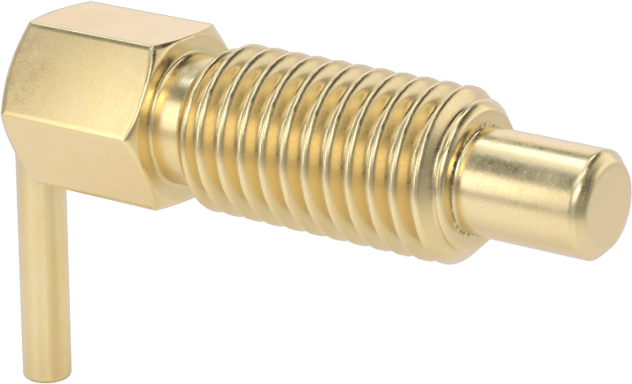 Pirinç L Saplı Geri Çekilebilir Yaylı Piston, 5/8"-11 Diş, 1,25 inç Uzunlukta Diş
