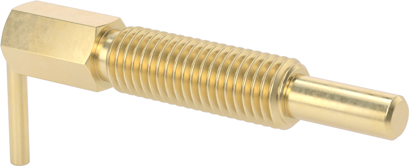 Pirinç L Saplı Geri Çekilebilir Yaylı Piston, 5/8"-11 Diş, 2" Uzunlukta Diş
