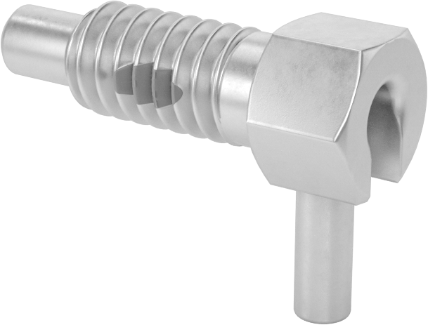 Pirinç L Saplı Geri Çekilebilir Yaylı Piston, Bükümlü Kilit, 1/4"-20 Diş, 0,425 inç Uzun Diş