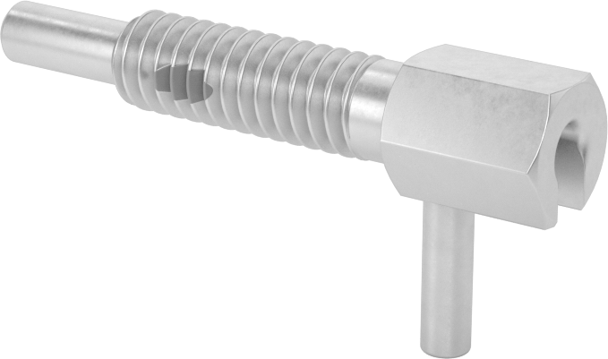 Pirinç L Saplı Geri Çekilebilir Yaylı Piston, Bükümlü Kilit, 1/4"-20 Diş, 0,725" Uzunlukta Diş