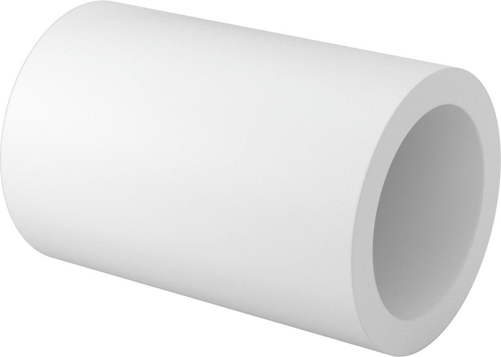 Kimyasallara Dayanıklı Kaygan PTFE Tüp, 6 inç Uzunluk, 4" OD x 3" ID