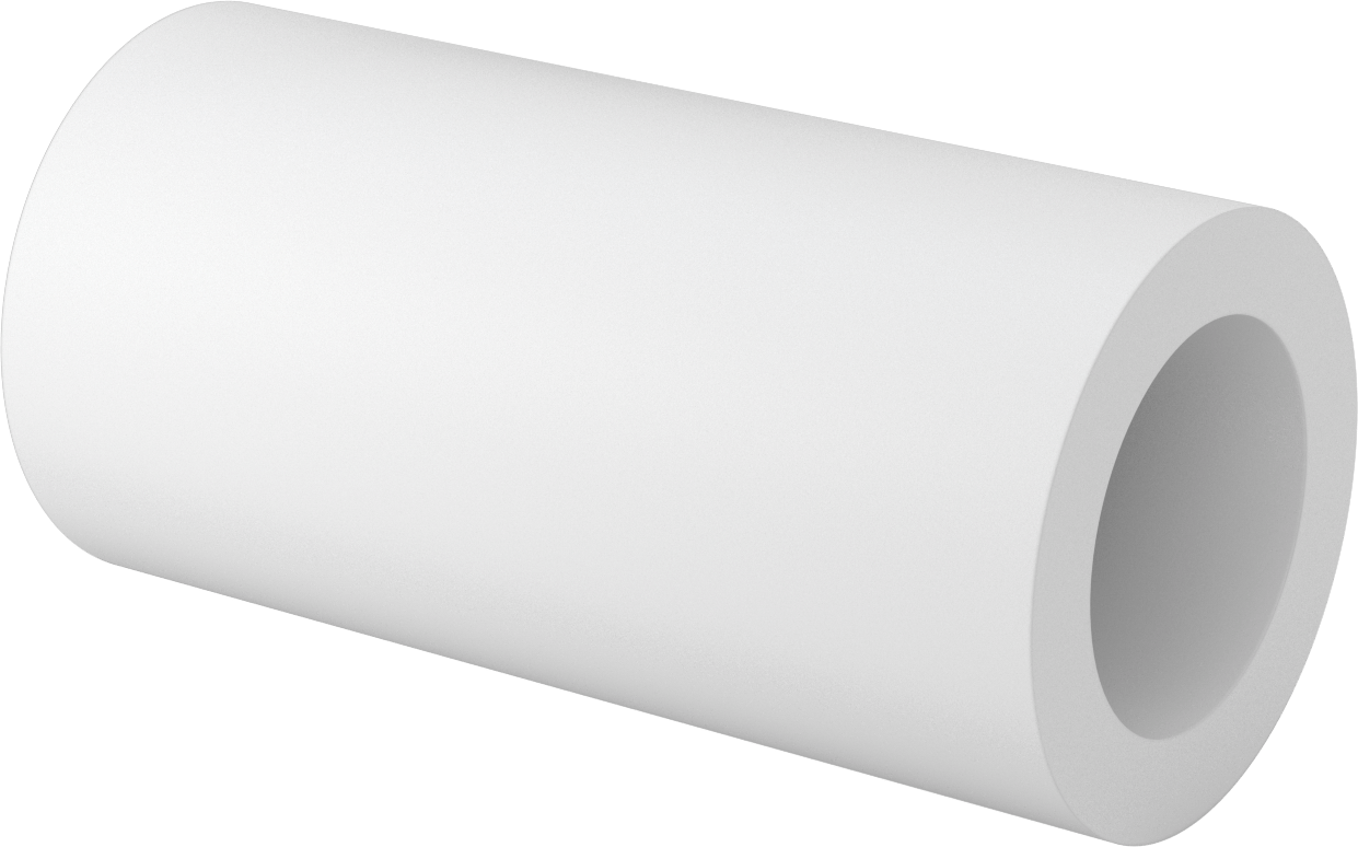 Kimyasallara Dayanıklı Kaygan PTFE Tüp, 12" Uzunluk, 6" OD x 4" ID