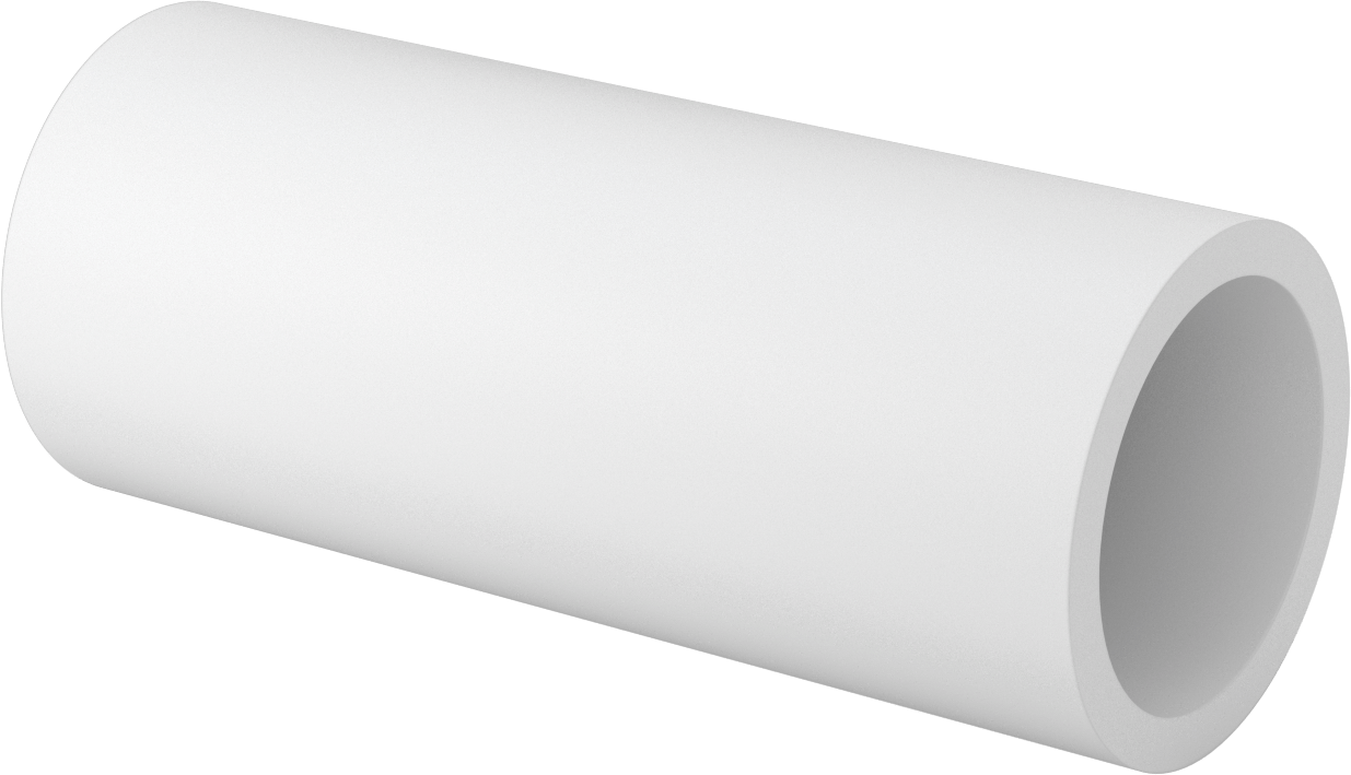 Kimyasallara Dayanıklı Kaygan PTFE Tüp, 12" Uzunluk, 5" OD x 4" ID