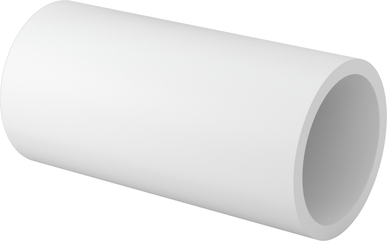 Kimyasallara Dayanıklı Kaygan PTFE Tüp, 12" Uzunluk, 6" OD x 5" ID