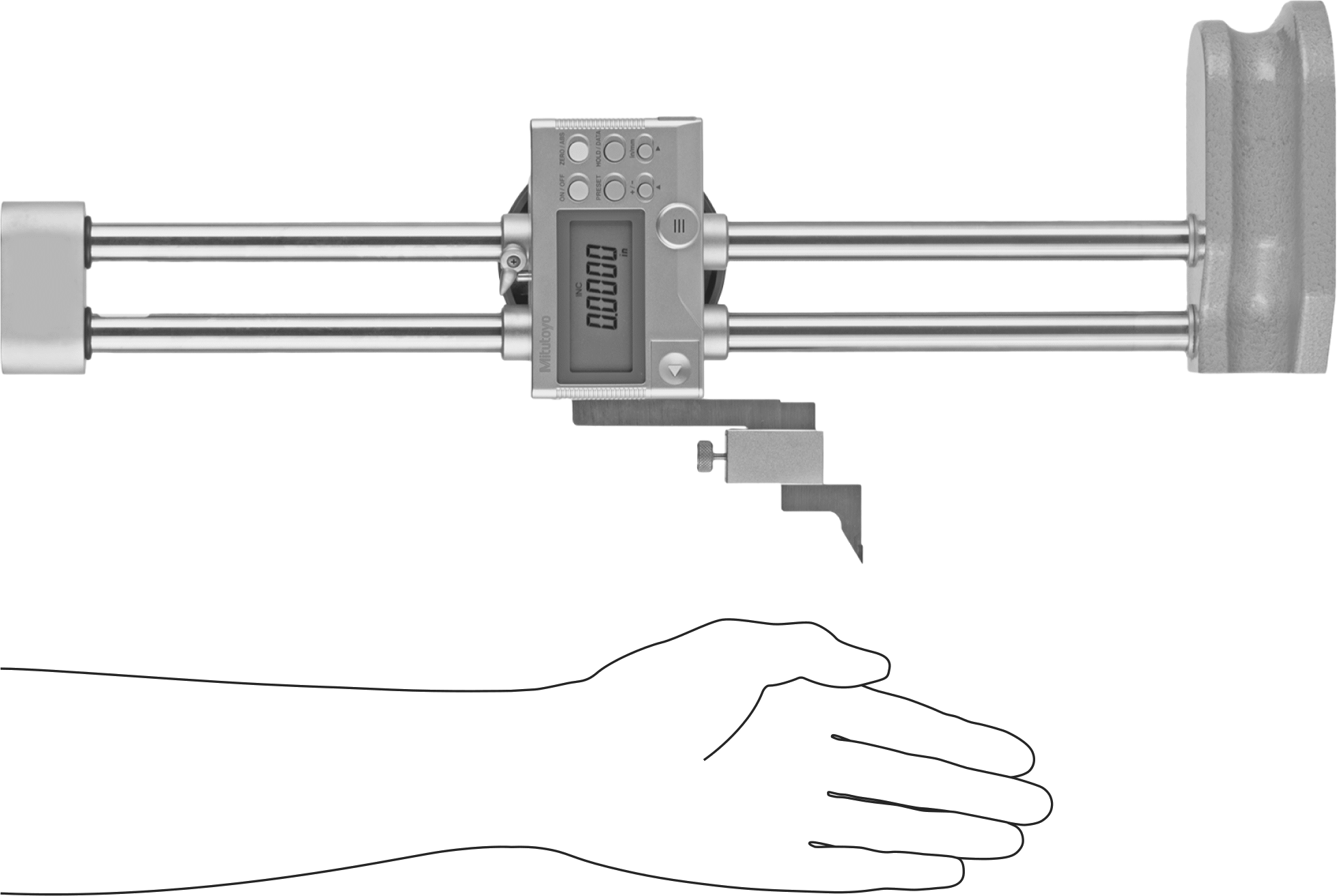 Mitutoyo Elektronik Yükseklik Ölçer, 2 sütunlu, 0-12 inç/300 mm Aralık, Model Numarası 192-670-10