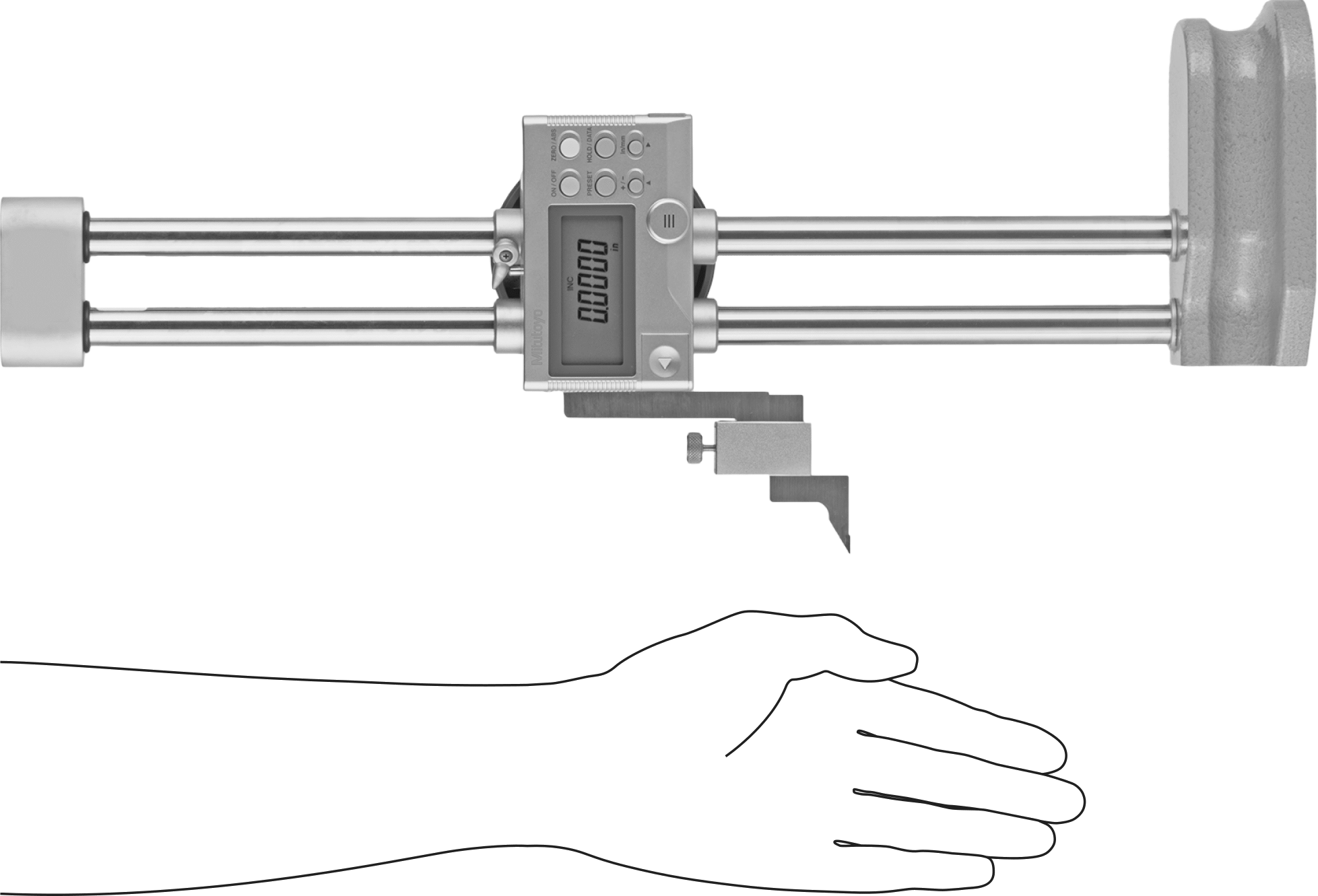 Mitutoyo Elektronik Yükseklik Ölçer, 2 sütunlu, 0-18 inç/450 mm Aralık, Model Numarası 192-671-10