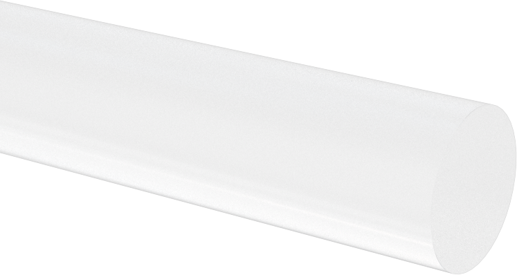 Şeffaf Polikarbonat Çubuk, 1/2" Çap, 8 Fit Uzunluk