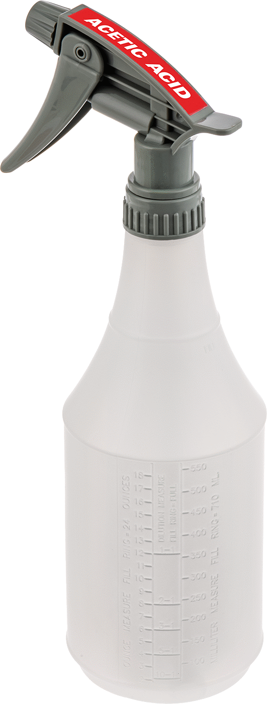 Ghs Standart Sprey Şişesi, Asetik Asit Etiketi ile, 24 FL. oz./750 ml Kapasite