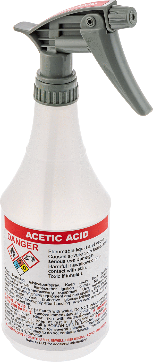 Ghs Standart Sprey Şişesi, Asetik Asit Etiketi ile, 24 FL. oz./750 ml Kapasite
