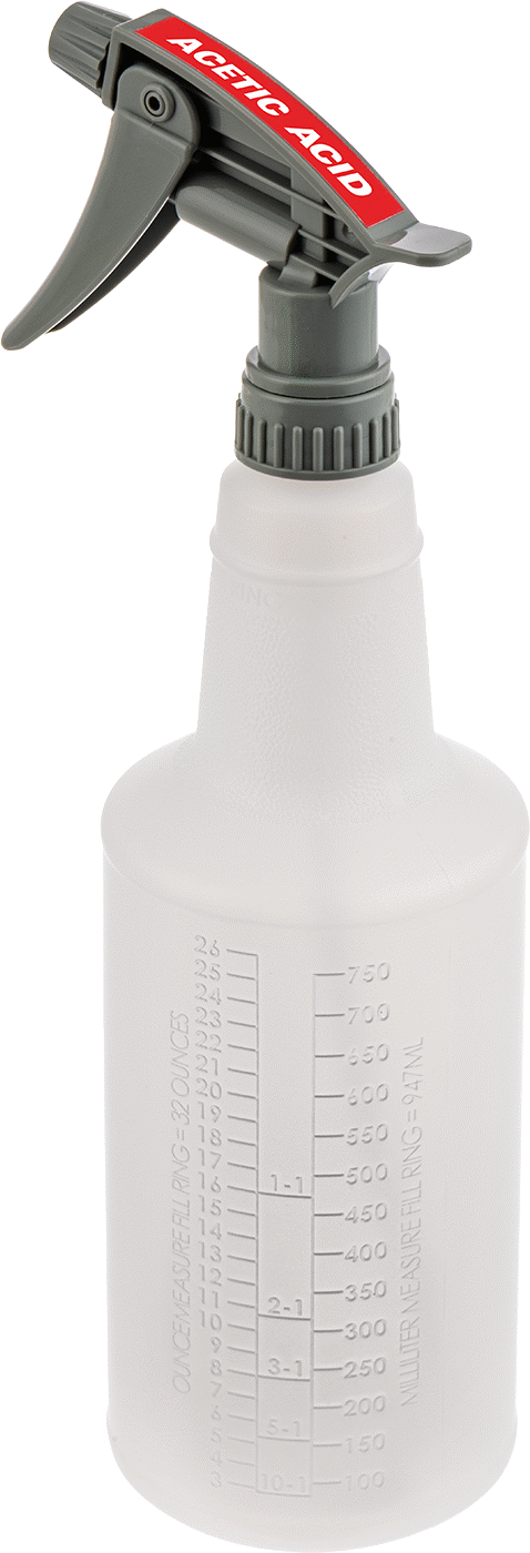 Ghs Standart Sprey Şişesi, Asetik Asit Etiketi ile, 32 FL. oz./1000 ml Kapasite