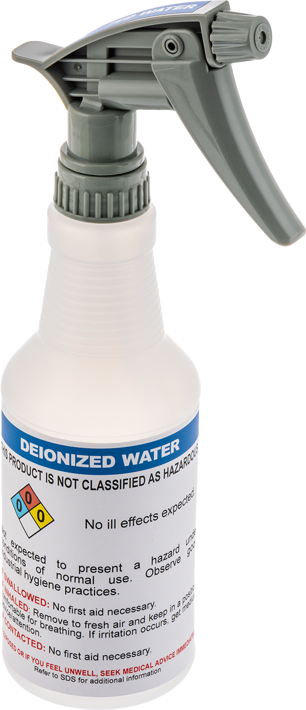 Ghs Standart Sprey Şişesi, Deiyonize Su Etiketi, 16 FL. oz./500 ml Kapasite