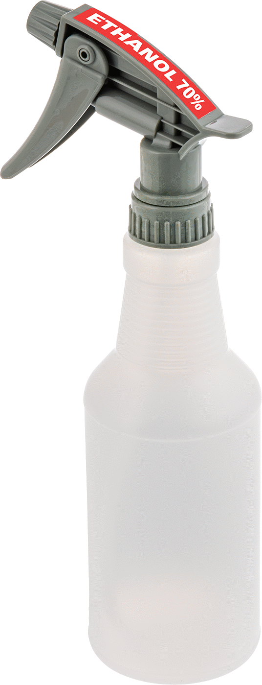 Ghs Standart Sprey Şişesi, %70 Etanol Etiketi ile, 16 FL. oz./500 ml Kapasite