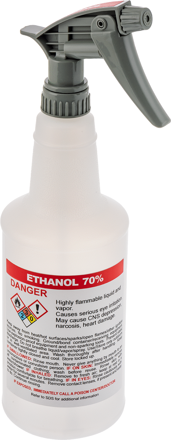 Ghs Standart Sprey Şişesi, %70 Etanol Etiketi ile, 32 FL. oz./1000 ml Kapasite