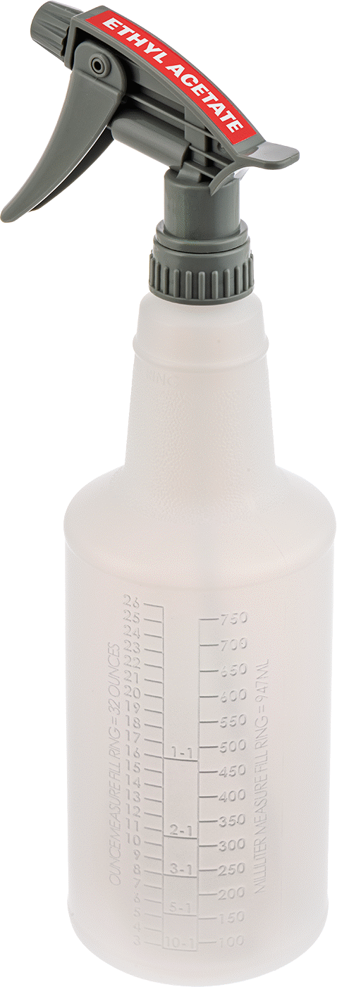 Ghs Standart Sprey Şişesi, Etil Asetat Etiketli, 32 FL. oz./1000 ml Kapasite