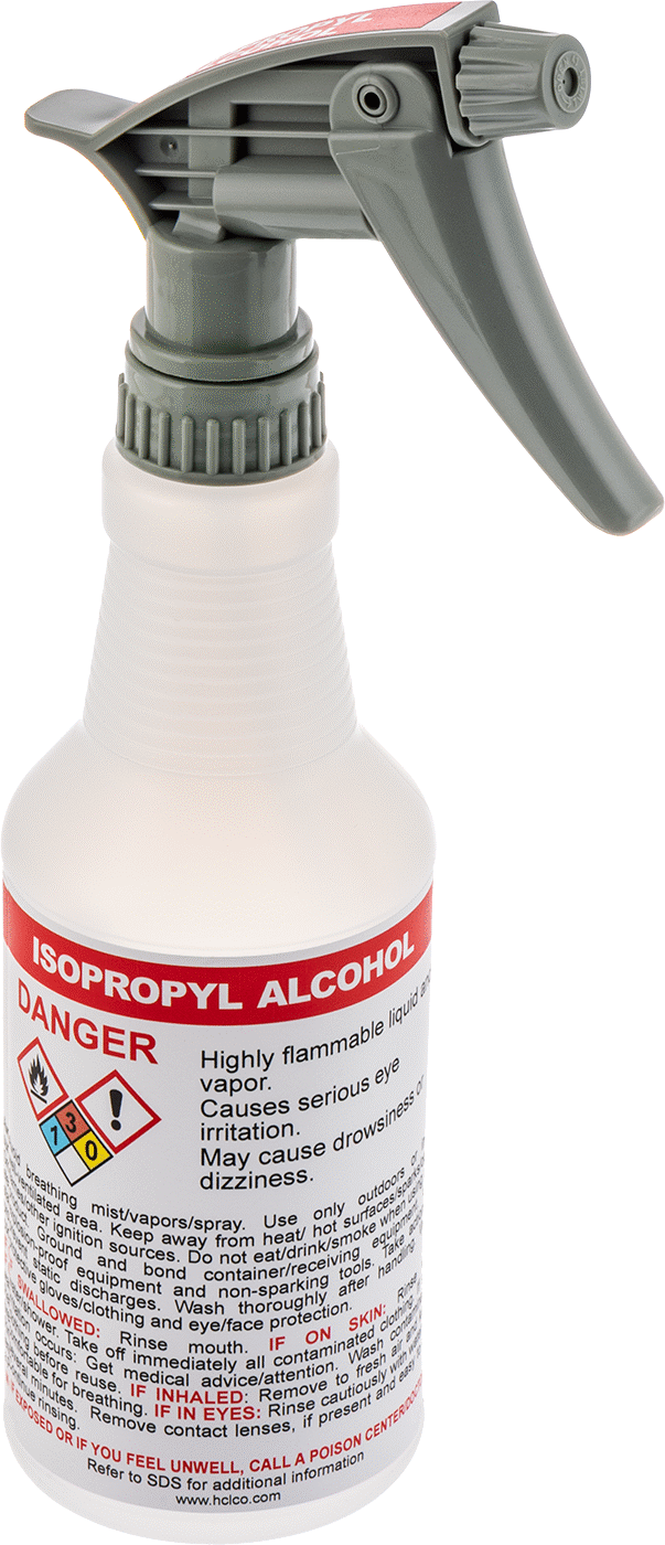 Ghs Standart Sprey Şişesi, İzopropil Alkol Etiketli, 16 FL. oz./500 ml Kapasite