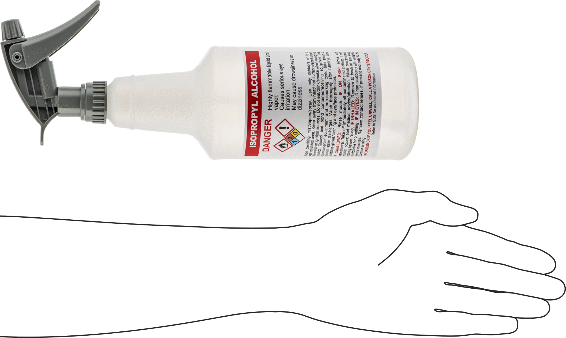 Ghs Standart Sprey Şişesi, İzopropil Alkol Etiketli, 32 FL. oz./1000 ml Kapasite