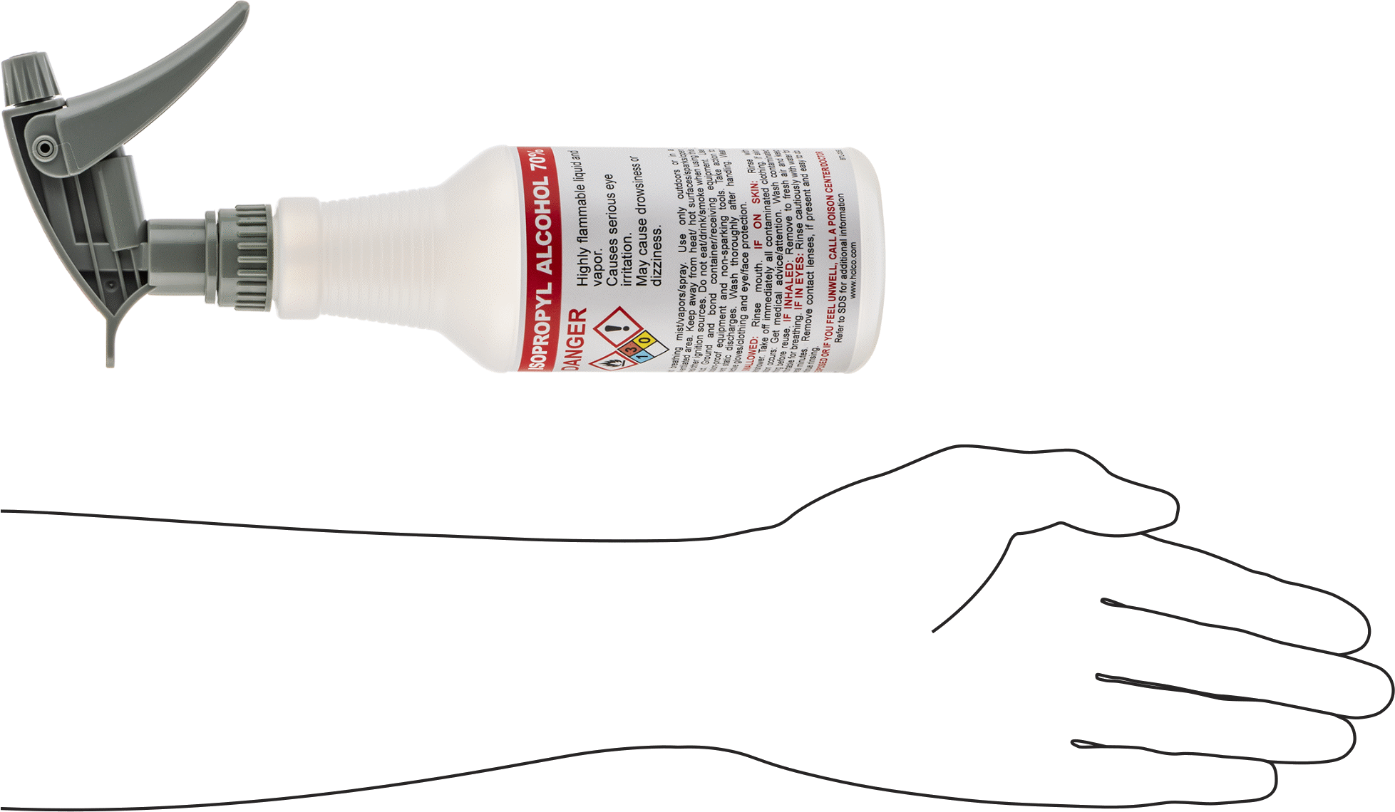 Ghs Standart Sprey Şişesi, İzopropil Alkol %70 Etiketi, 16 FL. oz./500 ml Kapasite