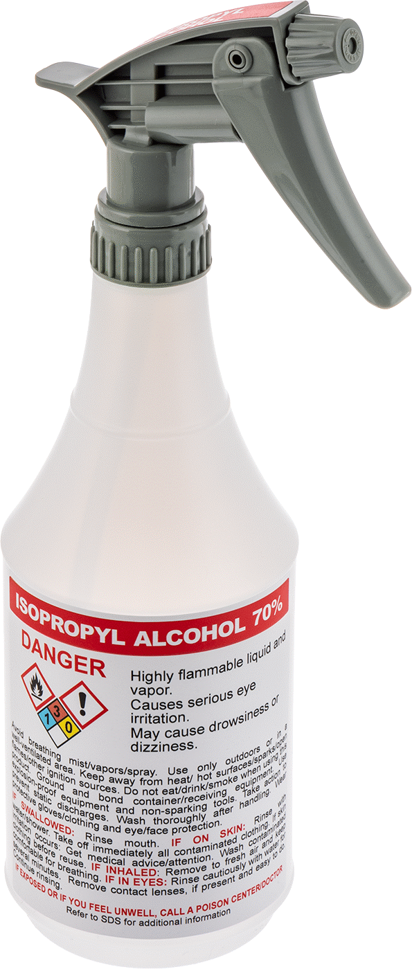 Ghs Standart Sprey Şişesi, İzopropil Alkol %70 Etiketi, 24 FL. oz./750 ml Kapasite