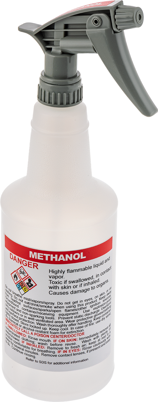 Ghs Standart Sprey Şişesi, Metanol Etiketi ile, 32 FL. oz./1000 ml Kapasite