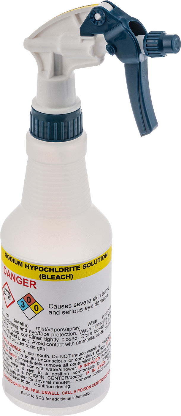 Ghs Standart Sprey Şişesi, Sodyum Hipoklorit (Çamaşır Suyu) Etiketi, 16 FL. oz. Kapasite