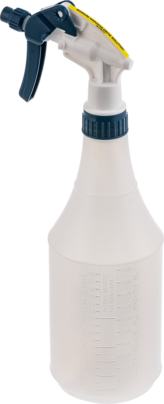 Ghs Standart Sprey Şişesi, Sodyum Hipoklorit (Çamaşır Suyu) Etiketi, 24 FL. oz. Kapasite