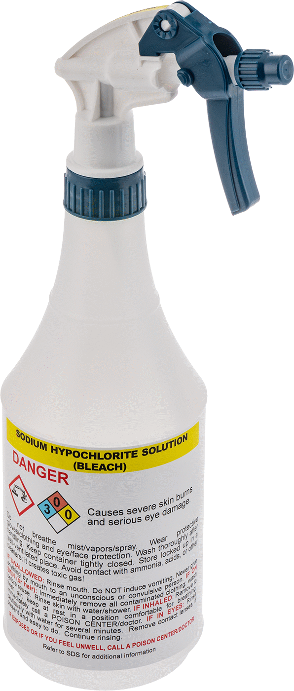 Ghs Standart Sprey Şişesi, Sodyum Hipoklorit (Çamaşır Suyu) Etiketi, 24 FL. oz. Kapasite