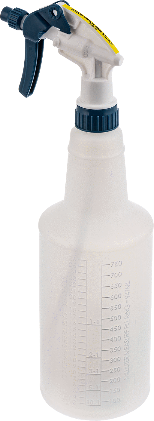 Ghs Standart Sprey Şişesi, Sodyum Hipoklorit (Çamaşır Suyu) Etiketi, 32 FL. oz. Kapasite