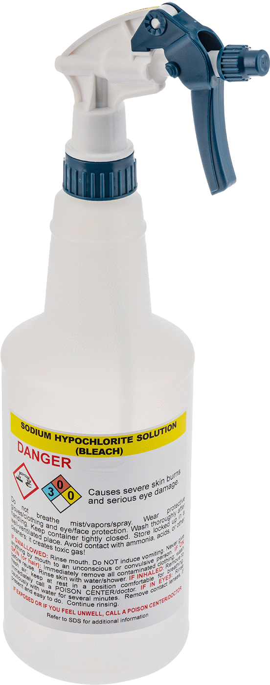 Ghs Standart Sprey Şişesi, Sodyum Hipoklorit (Çamaşır Suyu) Etiketi, 32 FL. oz. Kapasite