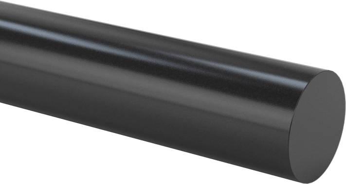 Siyah Delrin® Asetal Reçine Çubuk, Aşınmaya Dayanıklı, Kolay İşlenebilir, 3/8" Çap, 5 Fit Uzunluk