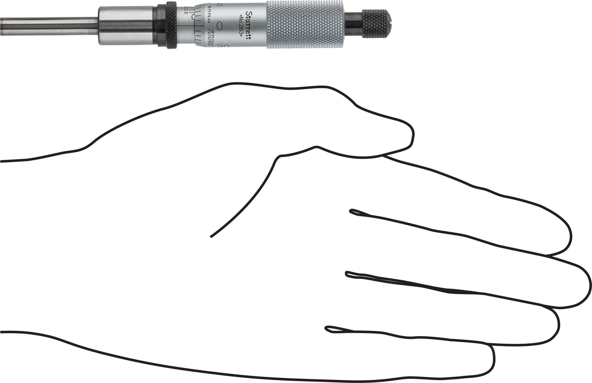 Starrett Mikrometre Başlığı, T263xrl, Cırcır Durdurucu Yüksük ve Dönen Mil