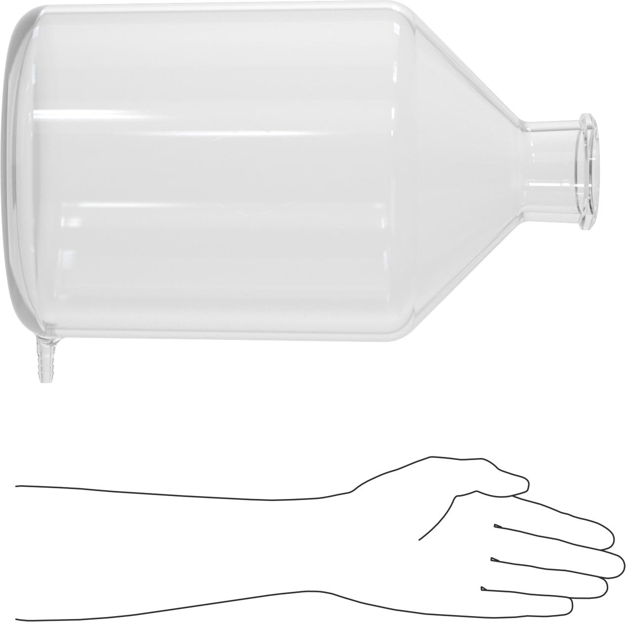 Transfer Şişesi, Alt Çıkışlı, 2,6 Galon/10.000 ml Kapasite