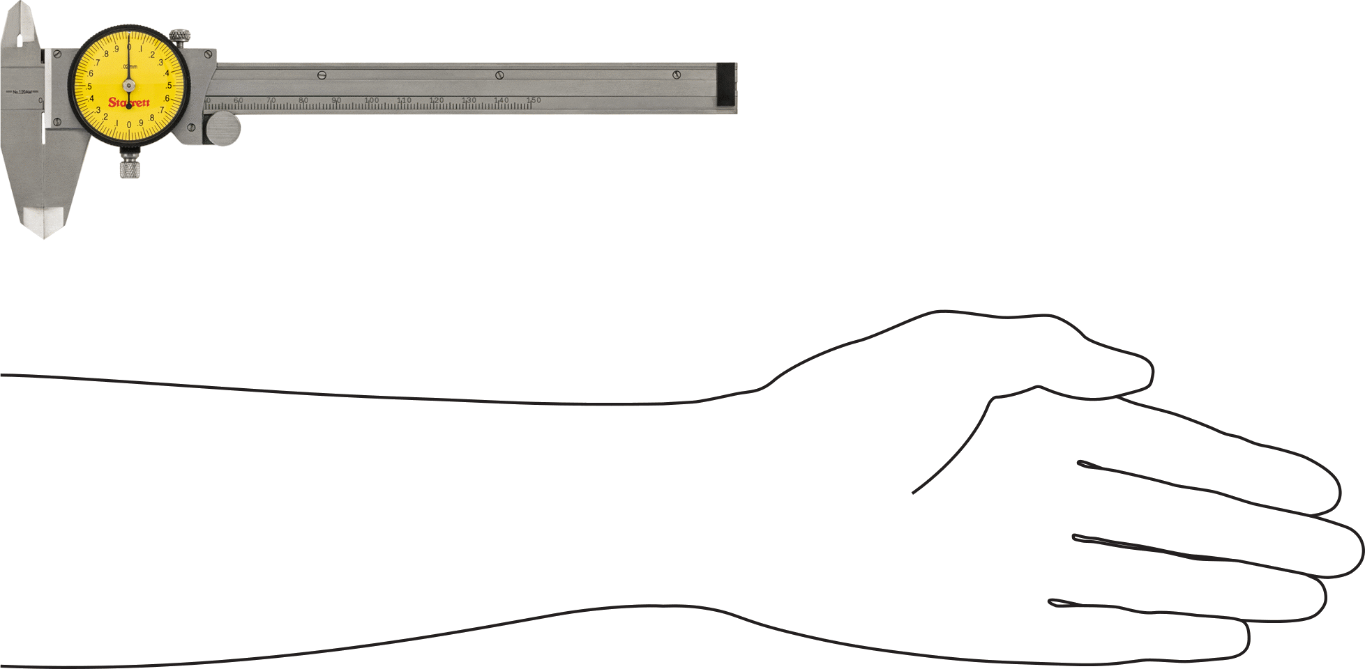 Starrett Kaliper, NIST Sertifikalı Kadran, 120AM-150 Numaralı, 0- 150mm