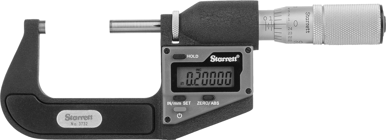 Elektronik Dış Mikrometre, Sertifikalı, Starrett 3732.1xfl-2, 1“-2” ve 25,4 mm-50,8 mm