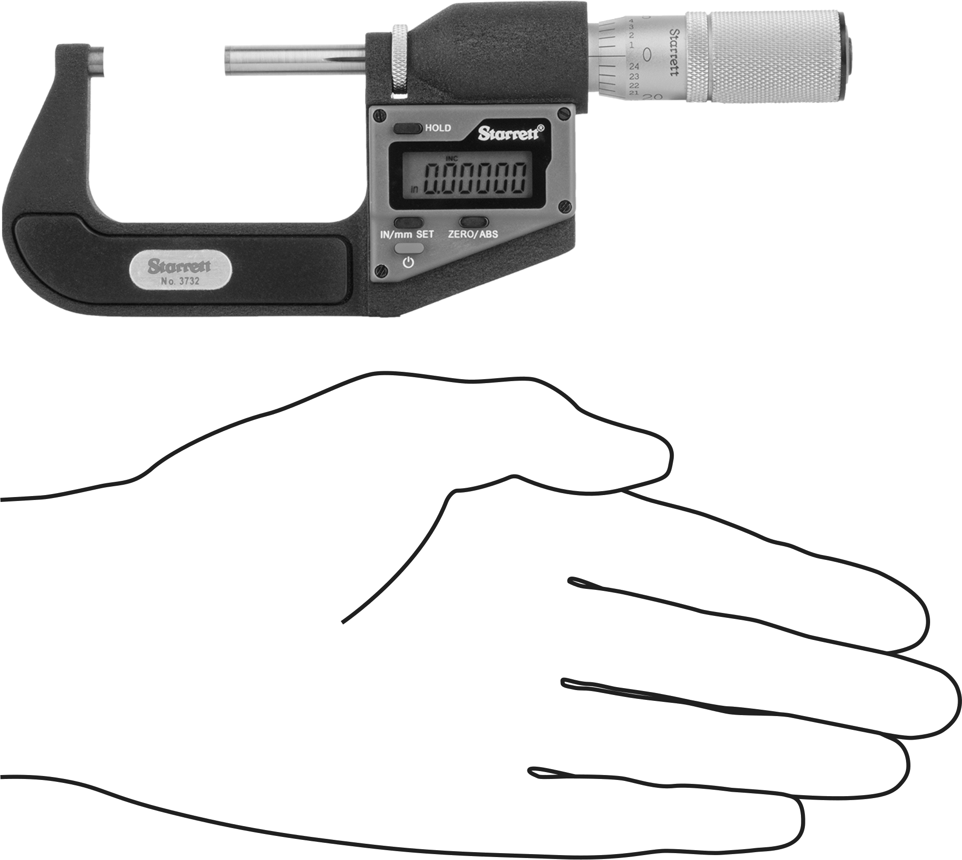 Elektronik Dış Mikrometre, Sertifikalı, Starrett 3732.1xfl-2, 1“-2” ve 25,4 mm-50,8 mm