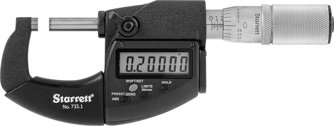 Elektronik Dış Mikrometre, Soğutucuya Dayanıklı, Starrett Model Numarası 733.1xfl-1